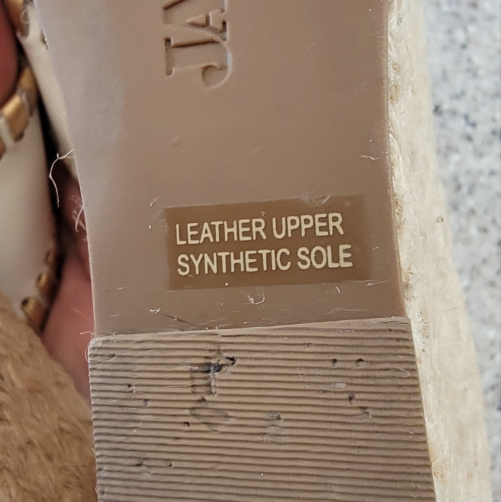 JACK ROGERS White Leather Wedge Sandals 10 - Picture 7 of 9